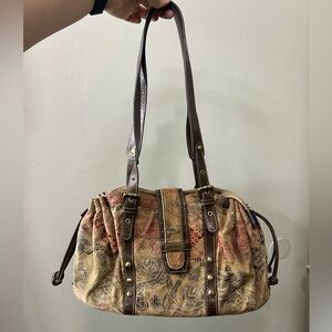 Shariff Printed Y2K Scrunch Sides Zip Shoulder Bag 9”x14”